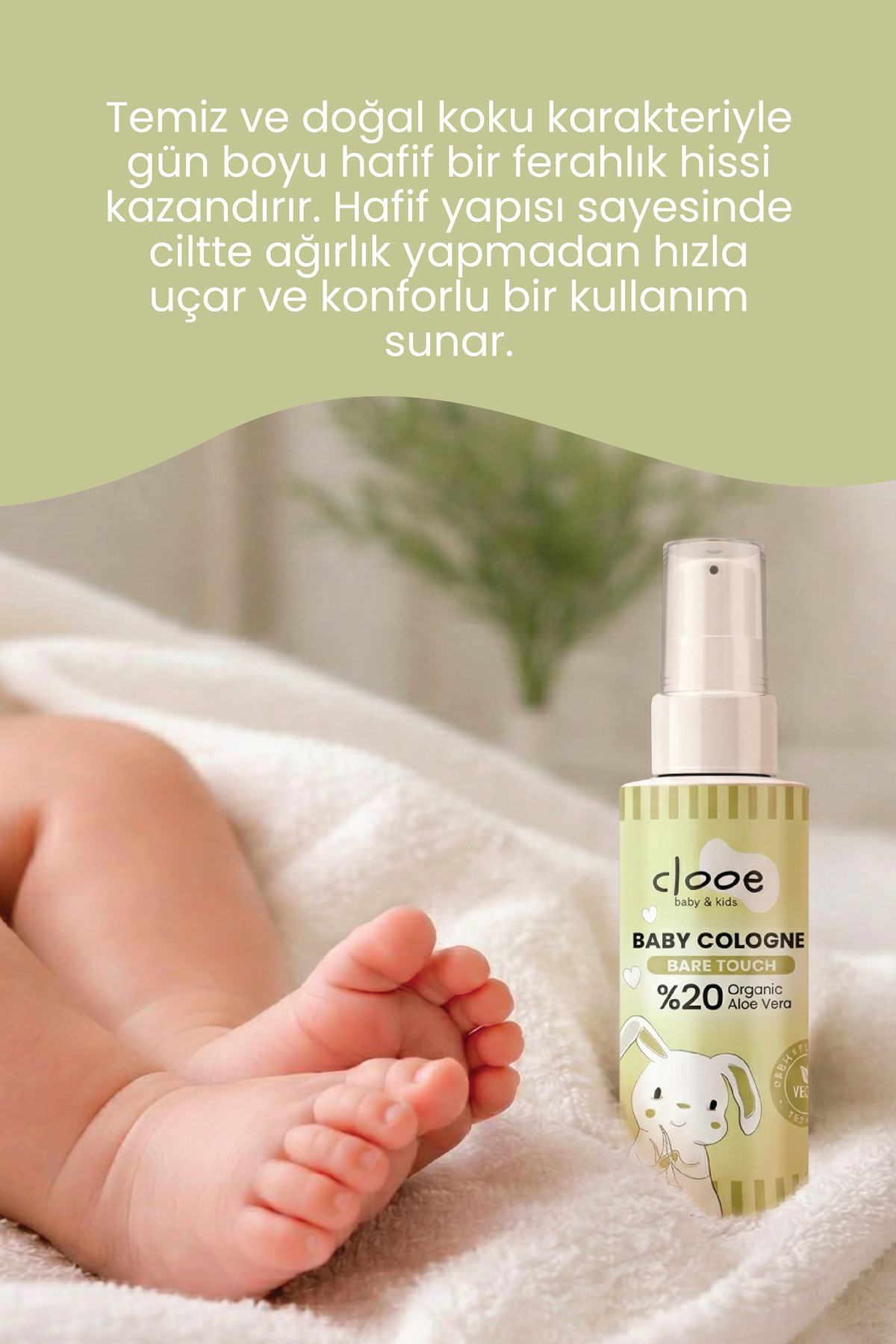 2'li Bebek Kolonyası Bare Touch 40 ml - Hafif ve Ferah Notalı - Organik Aloe Vera Özlü — PKA055 — تصویر 4 از 4