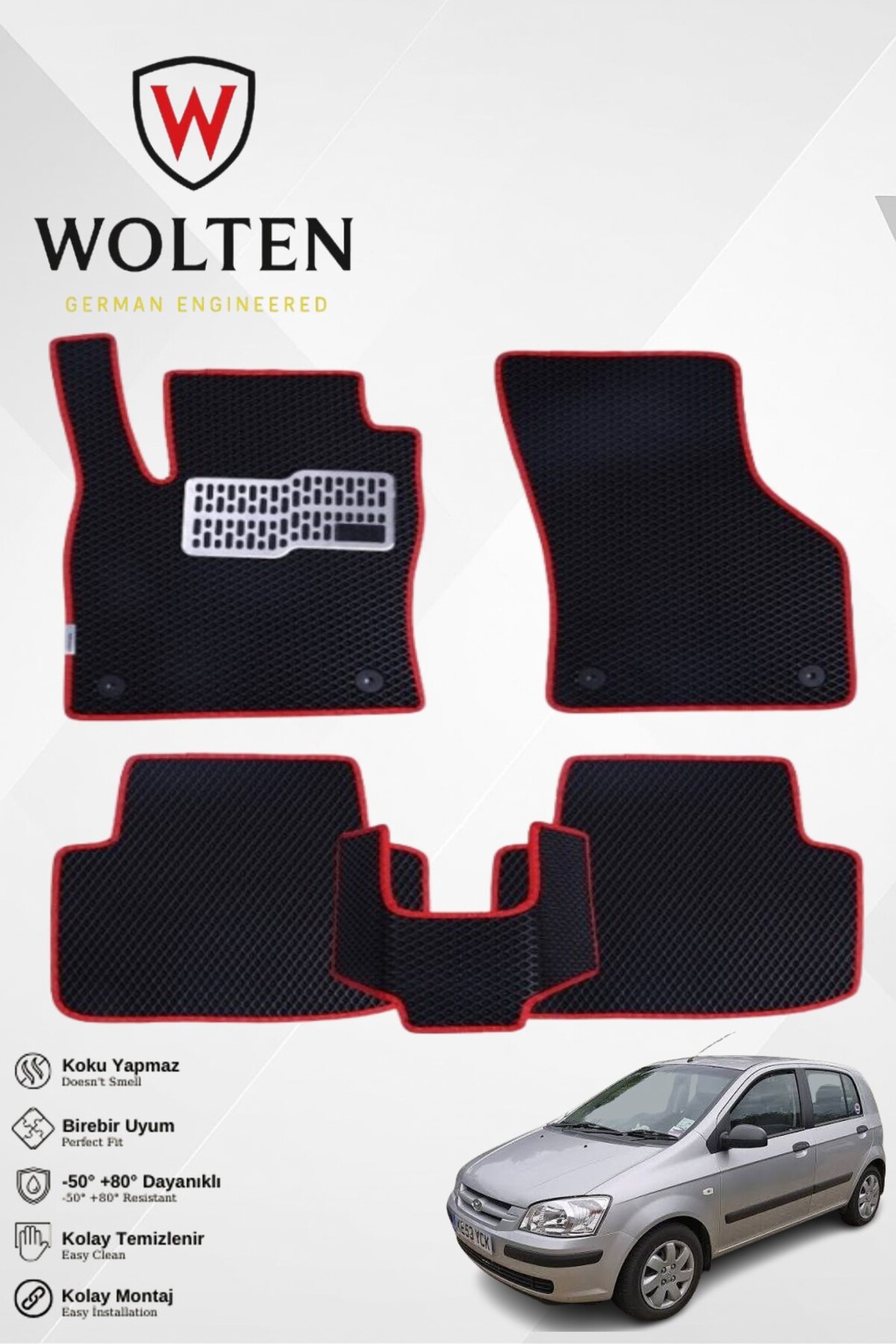 w wolten german engineered HYUNDAİ-GETZ-(2002-2011) İÇİN EVA İÇ PASPAS TAKIMI (METAL TOPUKLUK DAHİL)