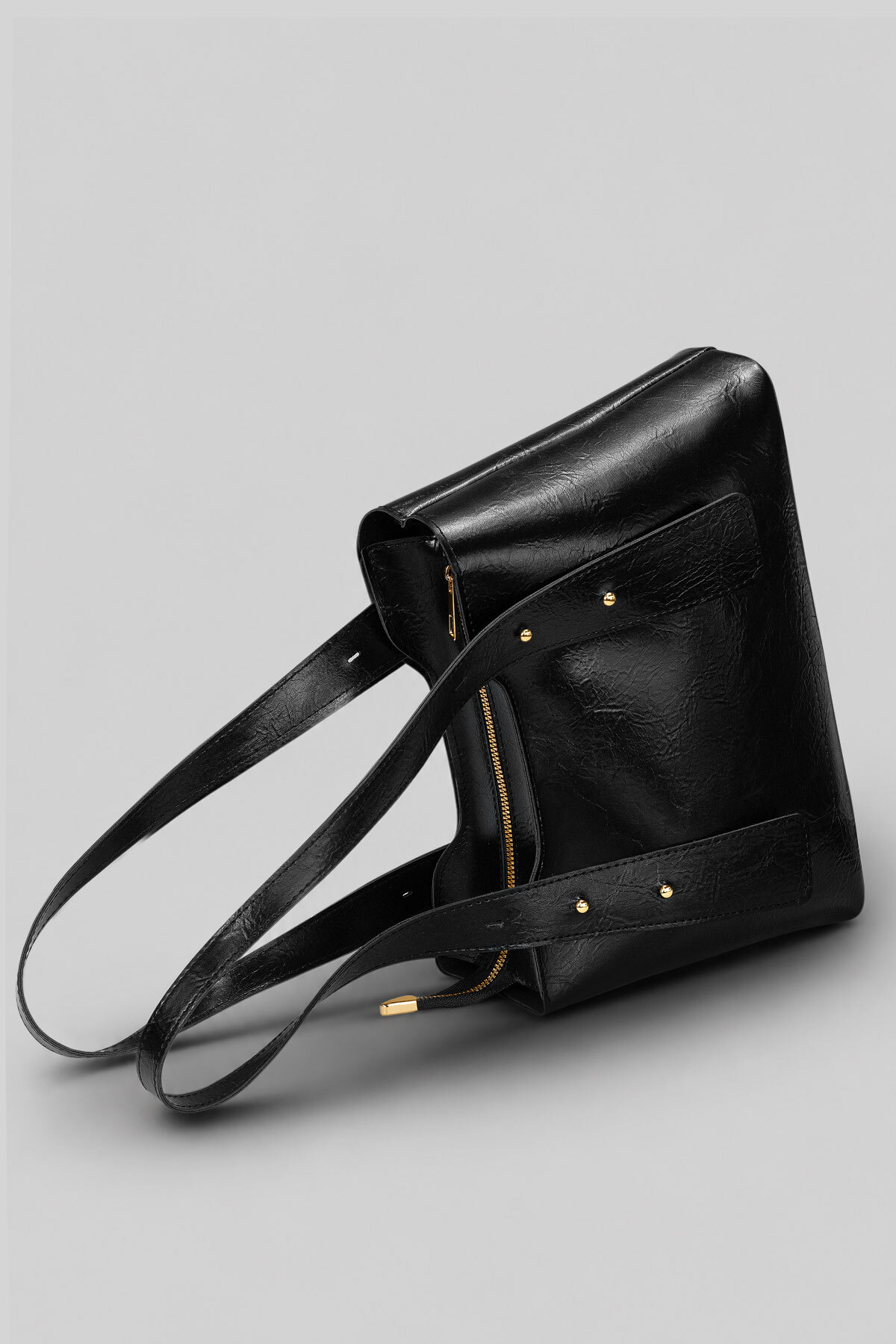 Housebags Siyah Dokulu Kadın Omuz Çantası, Gold Metal Detaylı Fermuarlı Everyday Tote Bag 287 görsel 4
