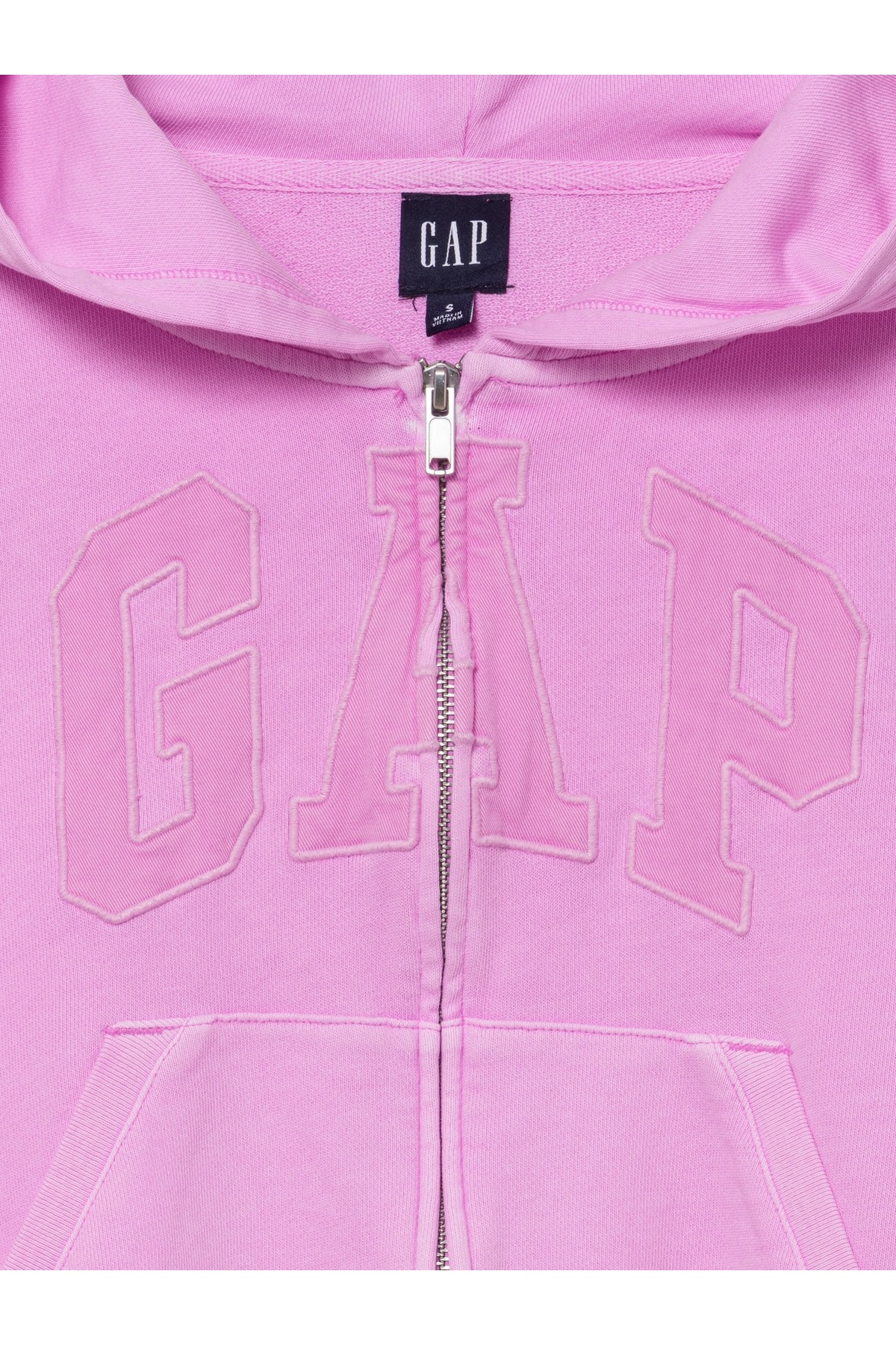GAP Kadın Pembe Fransız Havlu Kumaş Oversized Logo Fermuarlı Sweatshirt görsel 3
