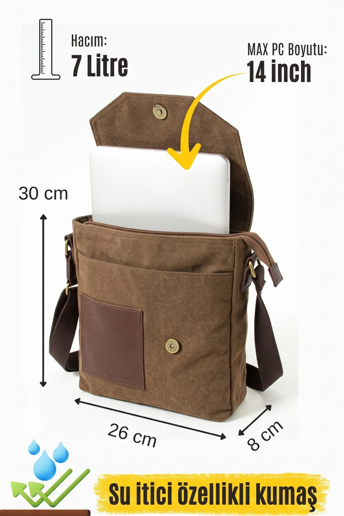 HAKKAN ÇANTA GK62 KANVAS POSTACI ÇANTASI ÇOK BÖLMELİ ÜNİVERSİTE GÜNLÜK ÇANTA MACBOOK TABLET ÇANTA VİZON görsel 8