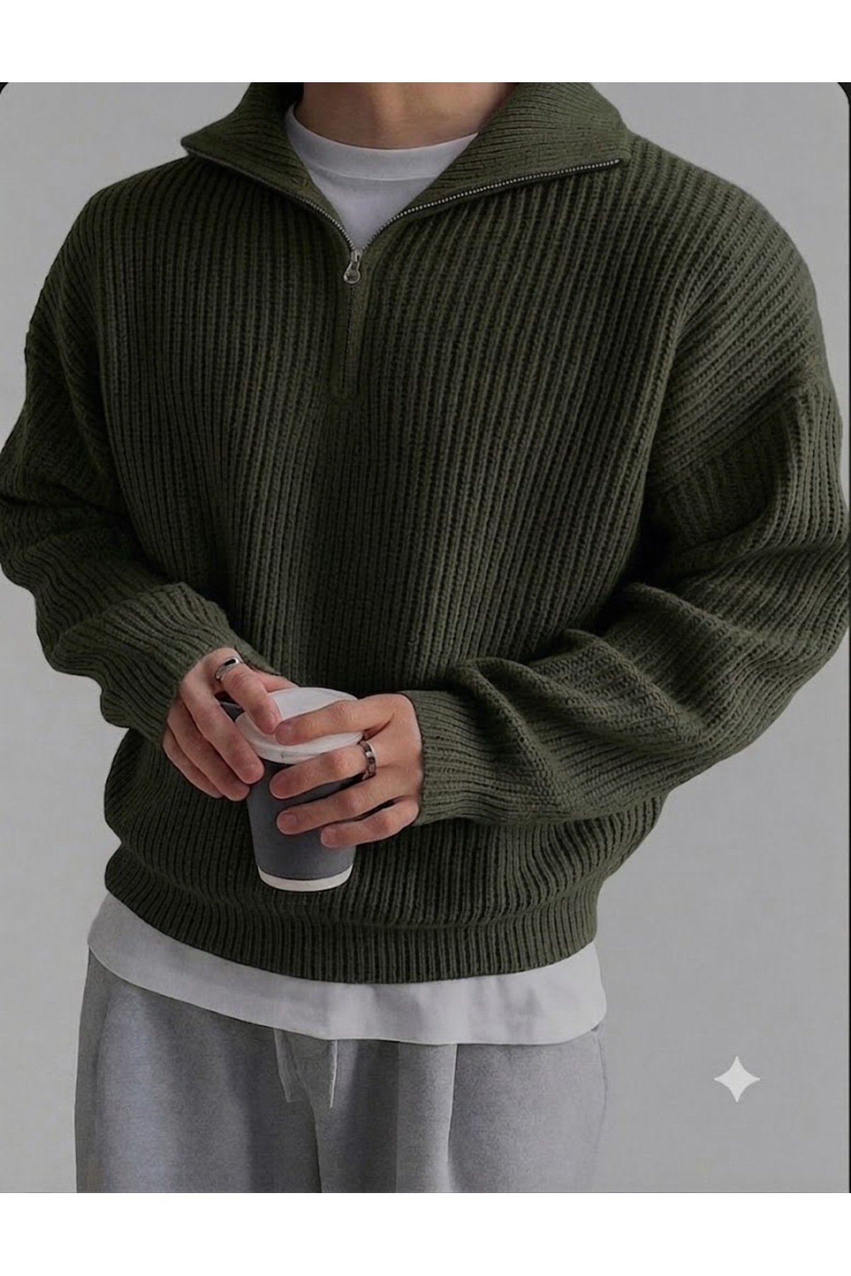 zs zaos fashion Men's Long-Sleeved Winter Thick Half-Zip Knitwear