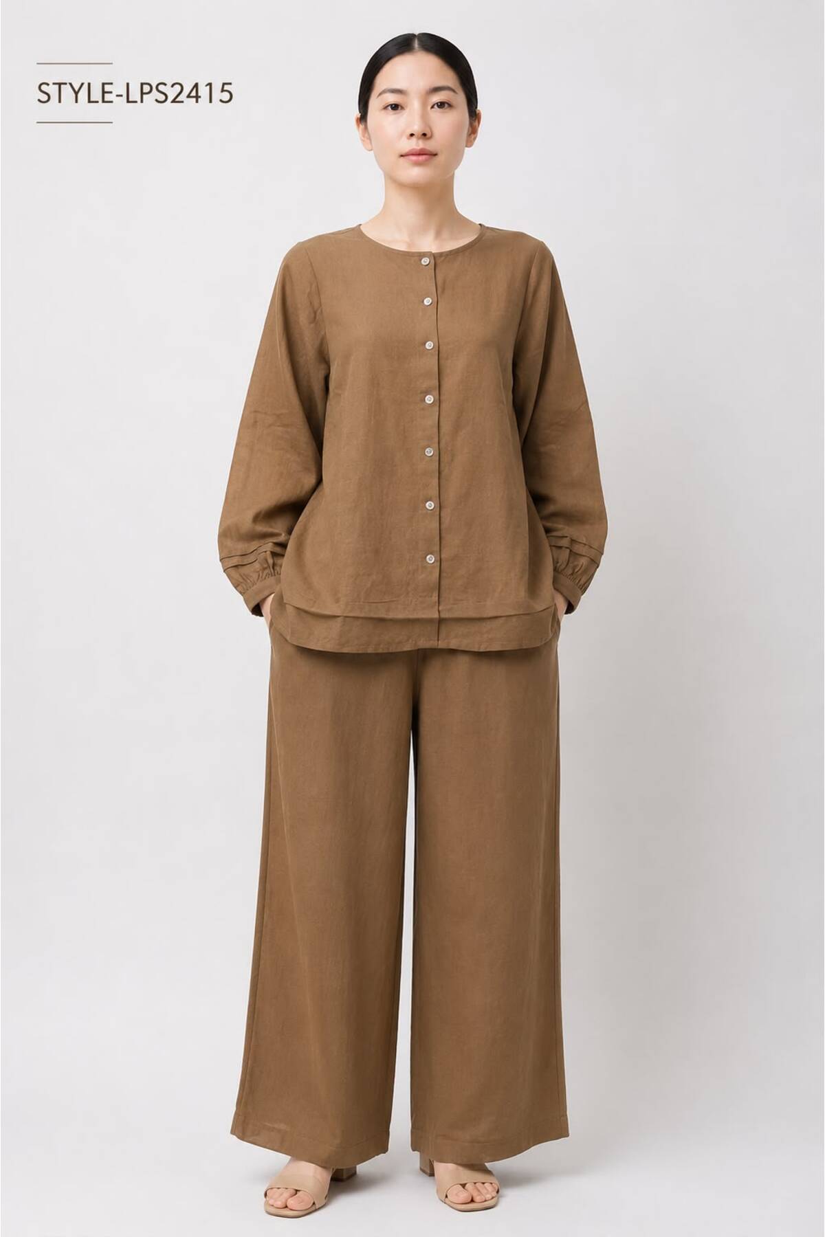 LINELLE Women's Relaxed Fit Linen Blend Co-Ord Set