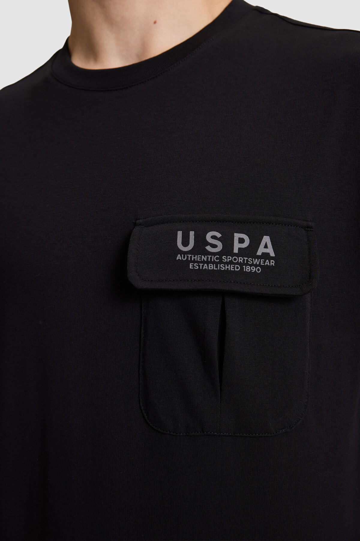 U.S. Polo Assn. Erkek Siyah Comfort Fit Bisiklet Yaka Tişört 50327021-VR046 görsel 7
