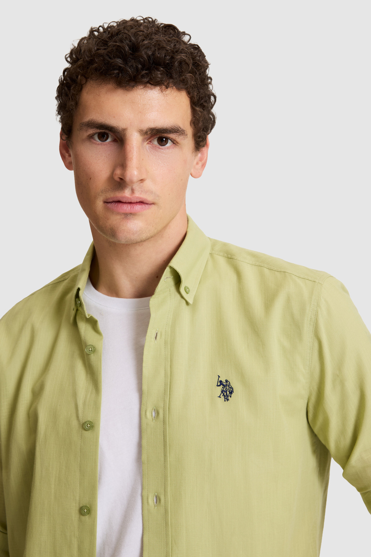 U.S. Polo Assn. Erkek Yeşil Uzun Kollu Basic Gömlek 50324660-VR016 görsel 2