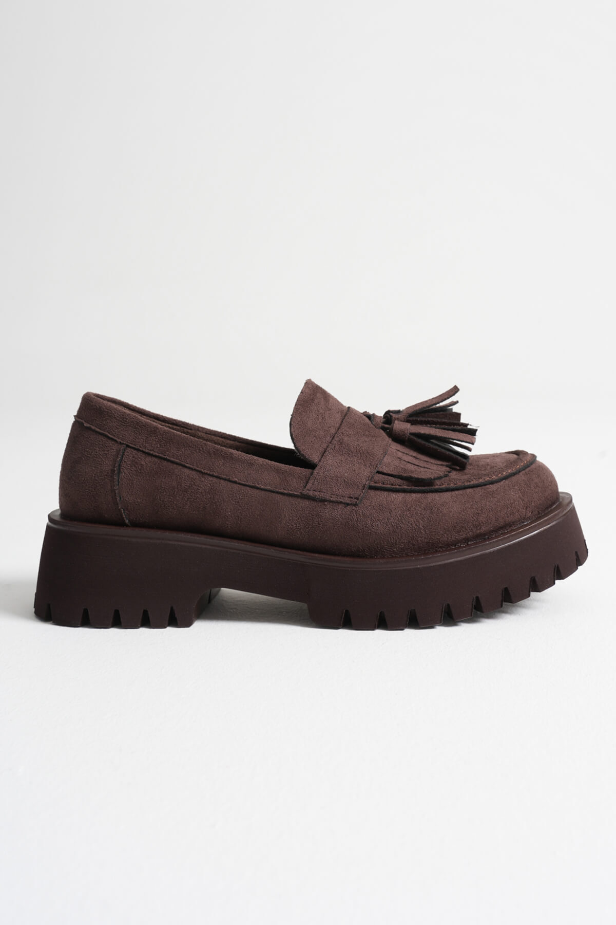 Cool Feet Kadın Acı Kahve Süet 4cm Kalın Tabanlı Loafer Ayakkabı görsel 7