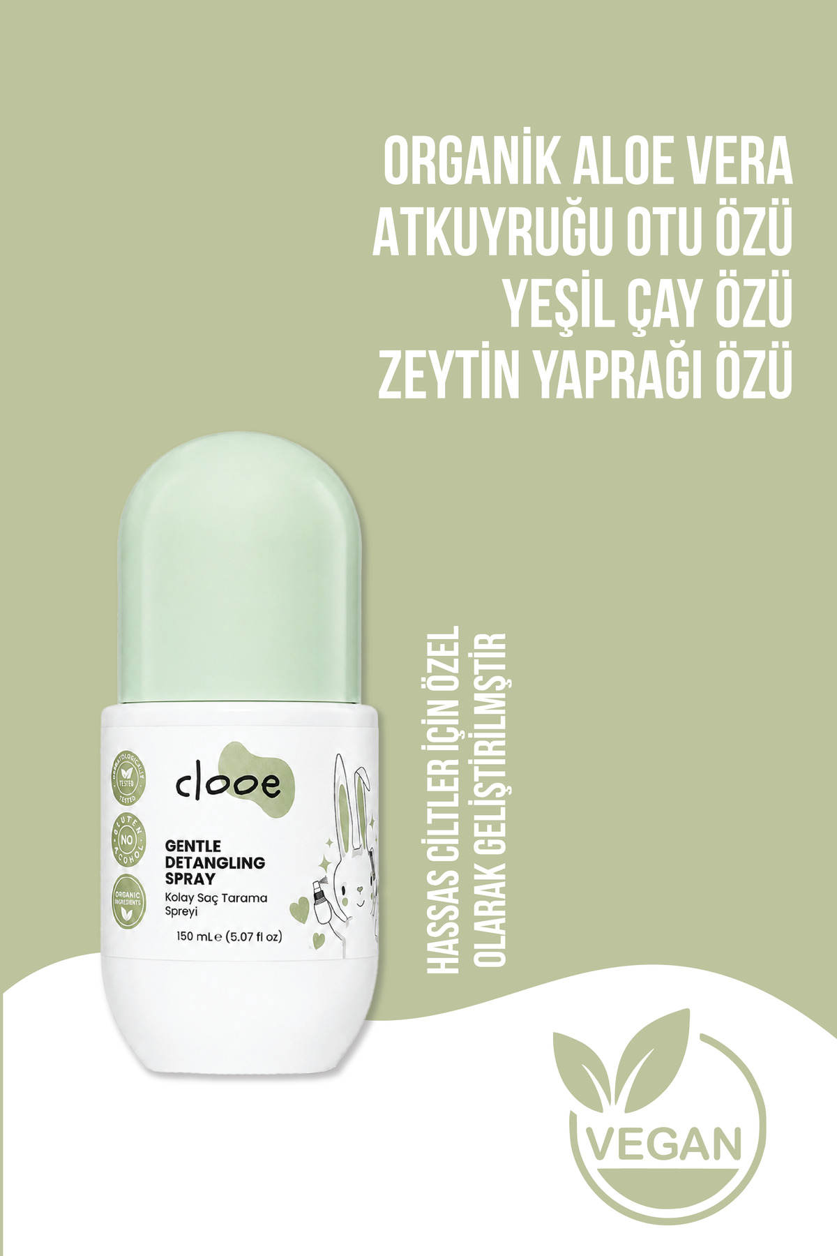 2'li Saç Kolay Tarama Spreyi 150 ml - Dolaşıklık Açıcı - Organik Aloe Vera İçerikli - Durulanmayan Saç Bakımı — PKA092 — تصویر 3 از 4