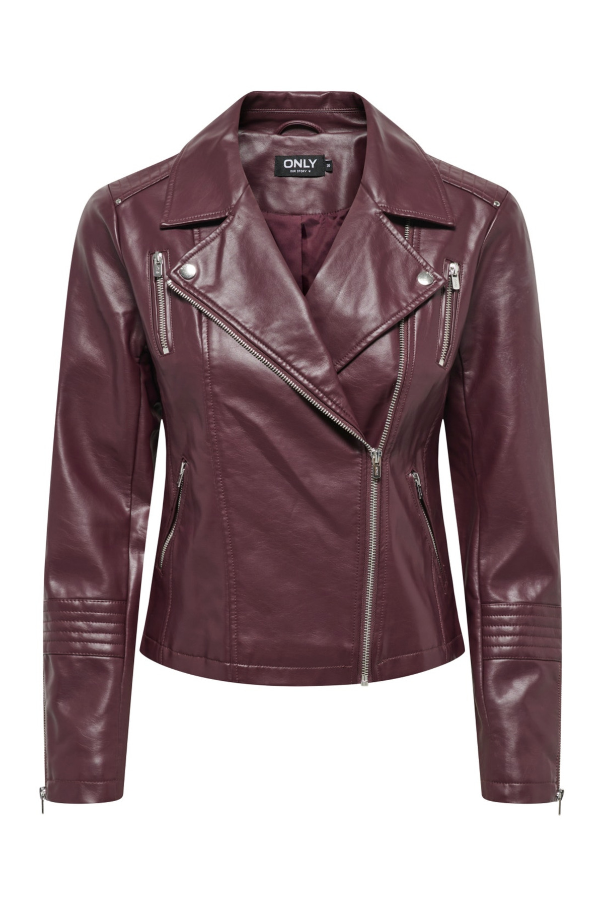 ONLY Kadın Ceket Biker Motorcu Asimetrik Fermuar Devrik Yaka Fermuarlı Cep Astarlı 15153079 görsel 3