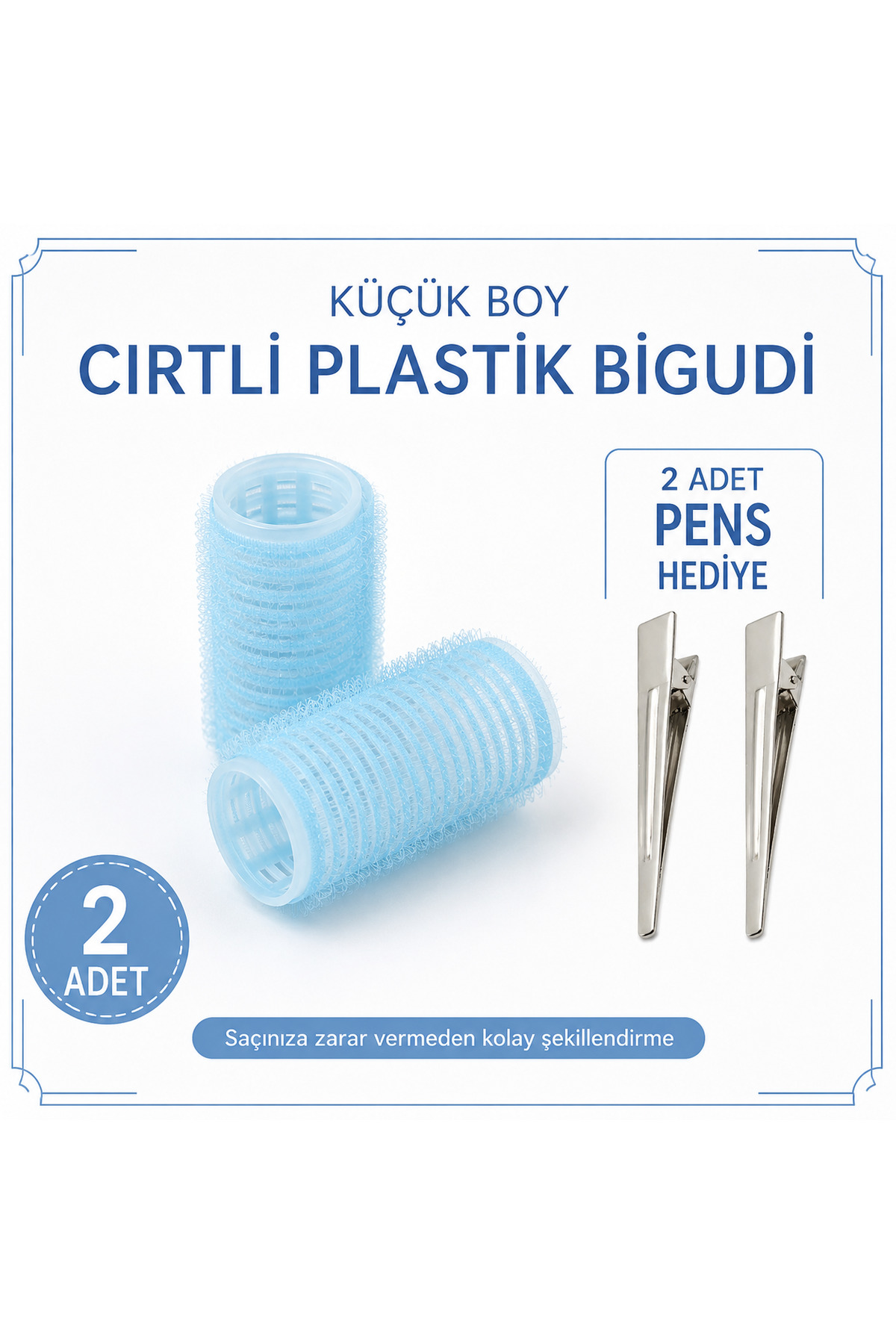 irtihal 2 adet küçük boy cırtlı bigudi 2 adet pens hediye