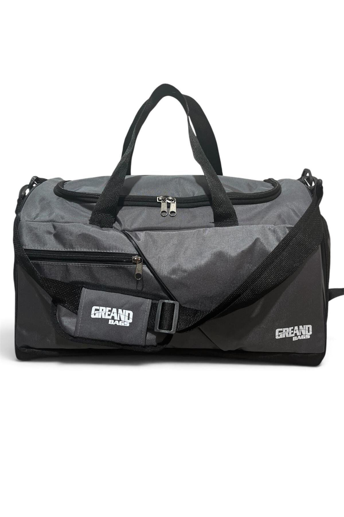 GreandBags Gri Ayakkabı Bölmeli A Kalite Geniş Hacimli Spor Çantası Seyehat Çantası GYM görsel 2