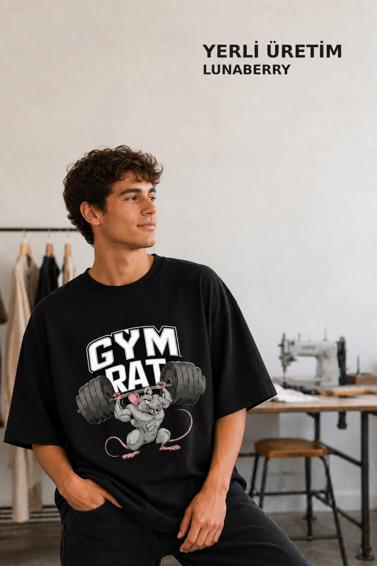 تی شرت مشکی یونیسکس Gym Rate Hot Farer Oversize 4