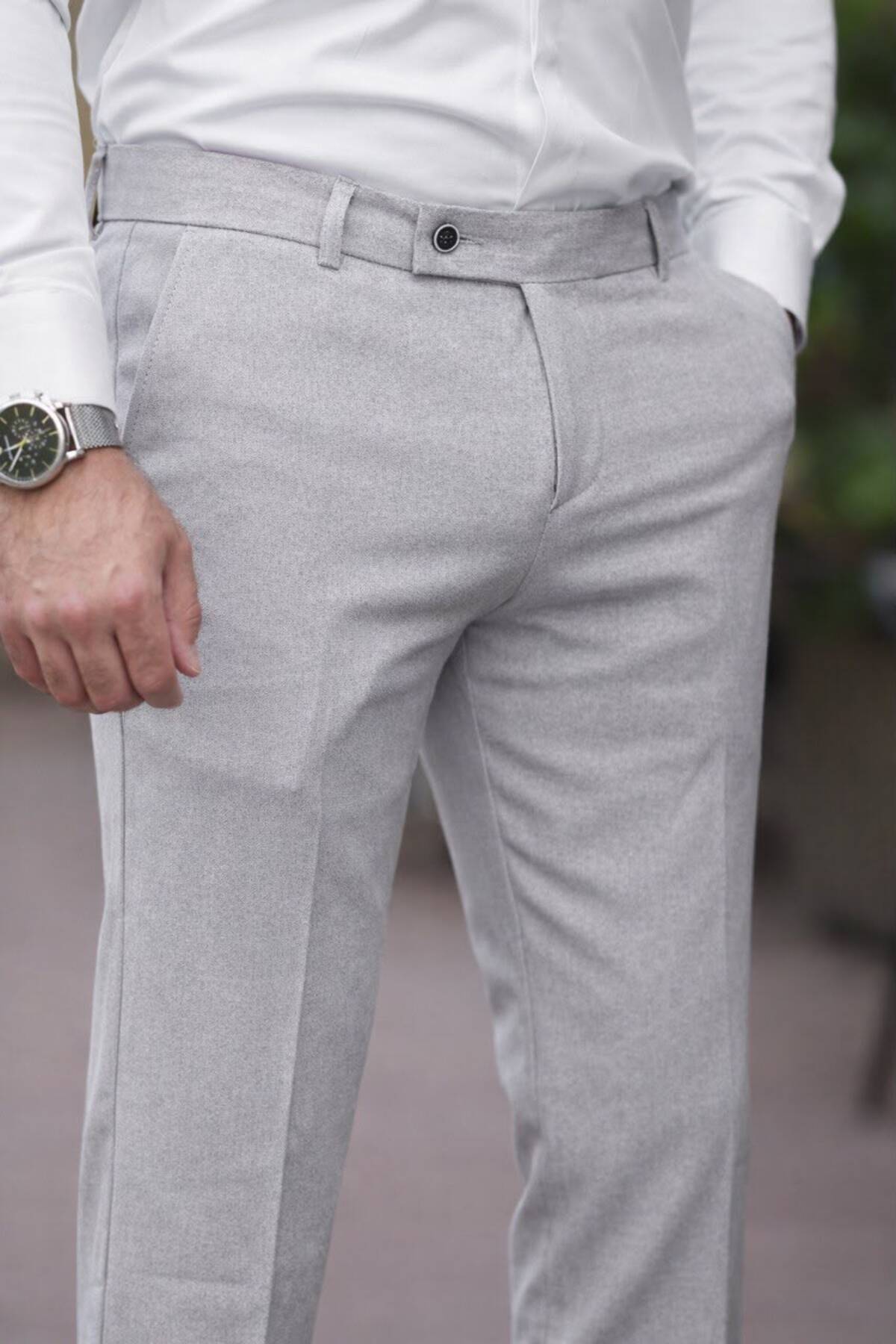 BASEL.CO A Kalite Slim Fit Likralı Kumaş Pantolon — خاکستری YarımDilRenato