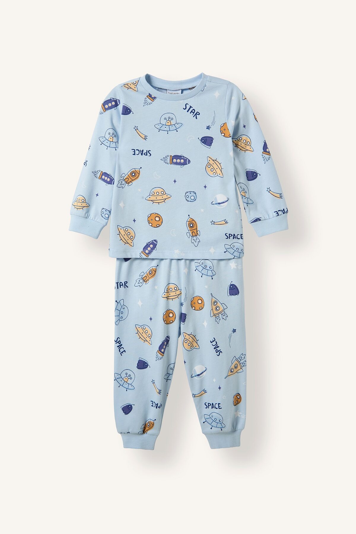 Defacto Printed Long Sleeve Top Elastic Waist Bottom 2-Piece Pajama Set Baby Boy H6540A526Au