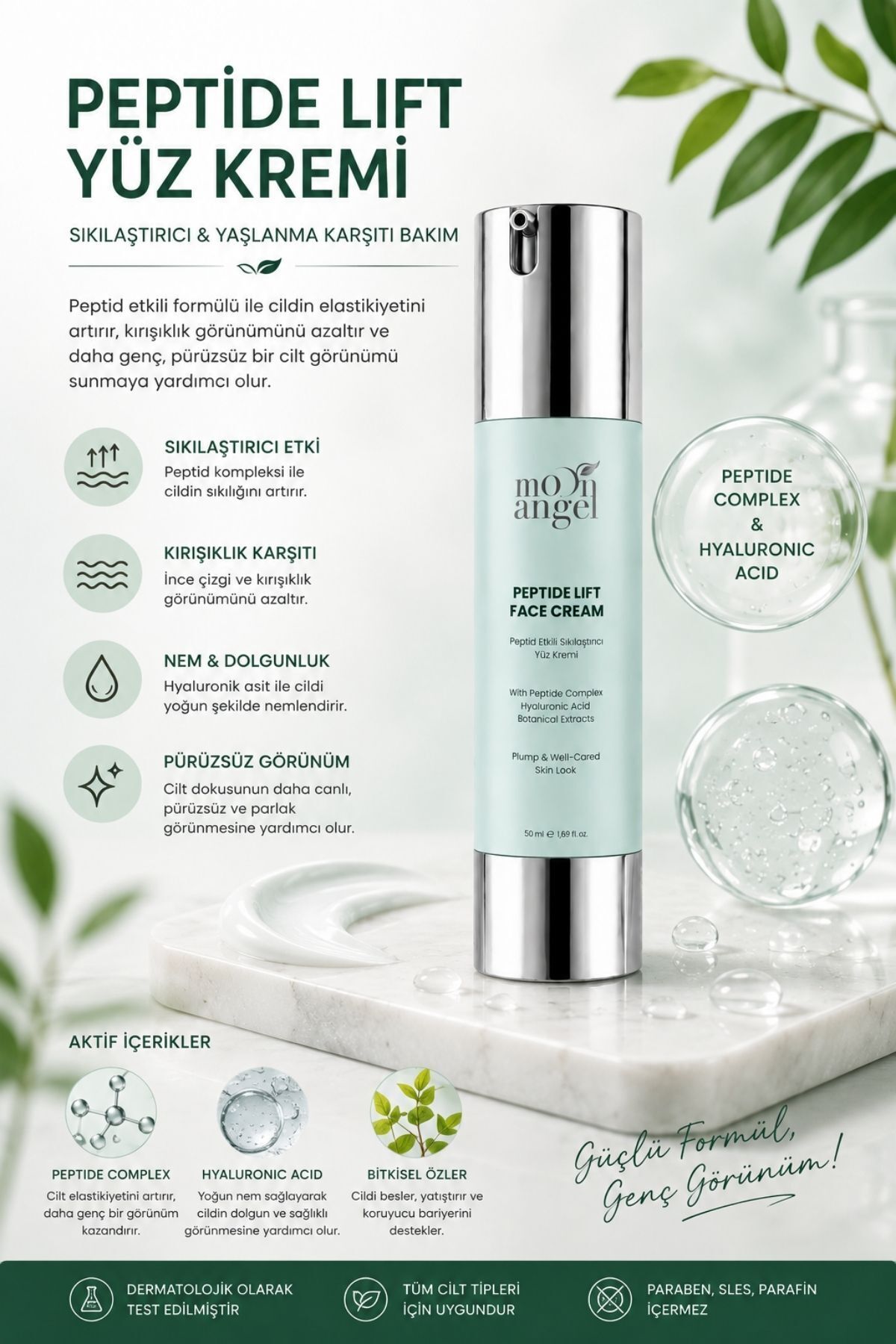 Peptide Yüz Kremi Anti-Aging Serum 2 li set — görsel 2