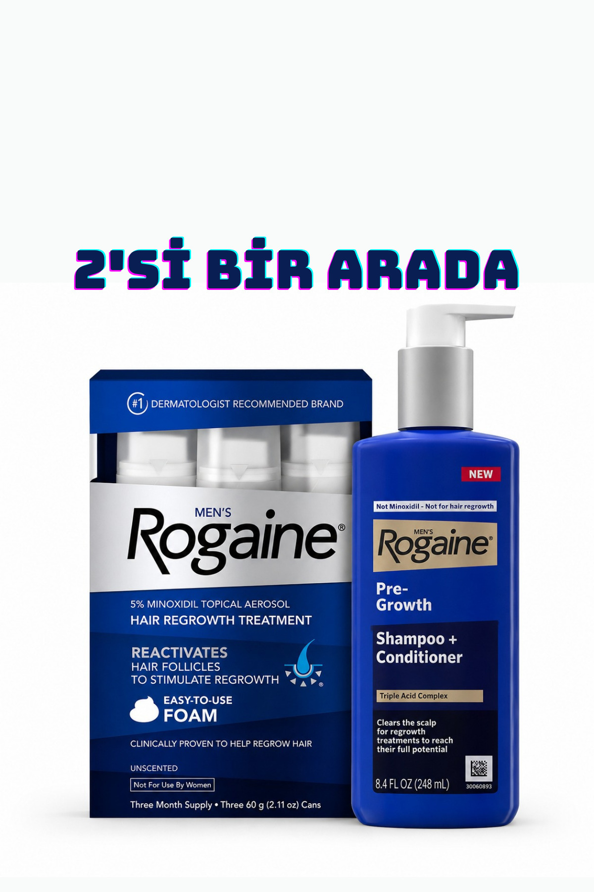 Rogaine Men's Foam 3 aylık + Men's Shampoo 248ml-2'si bir arada — rog-0050