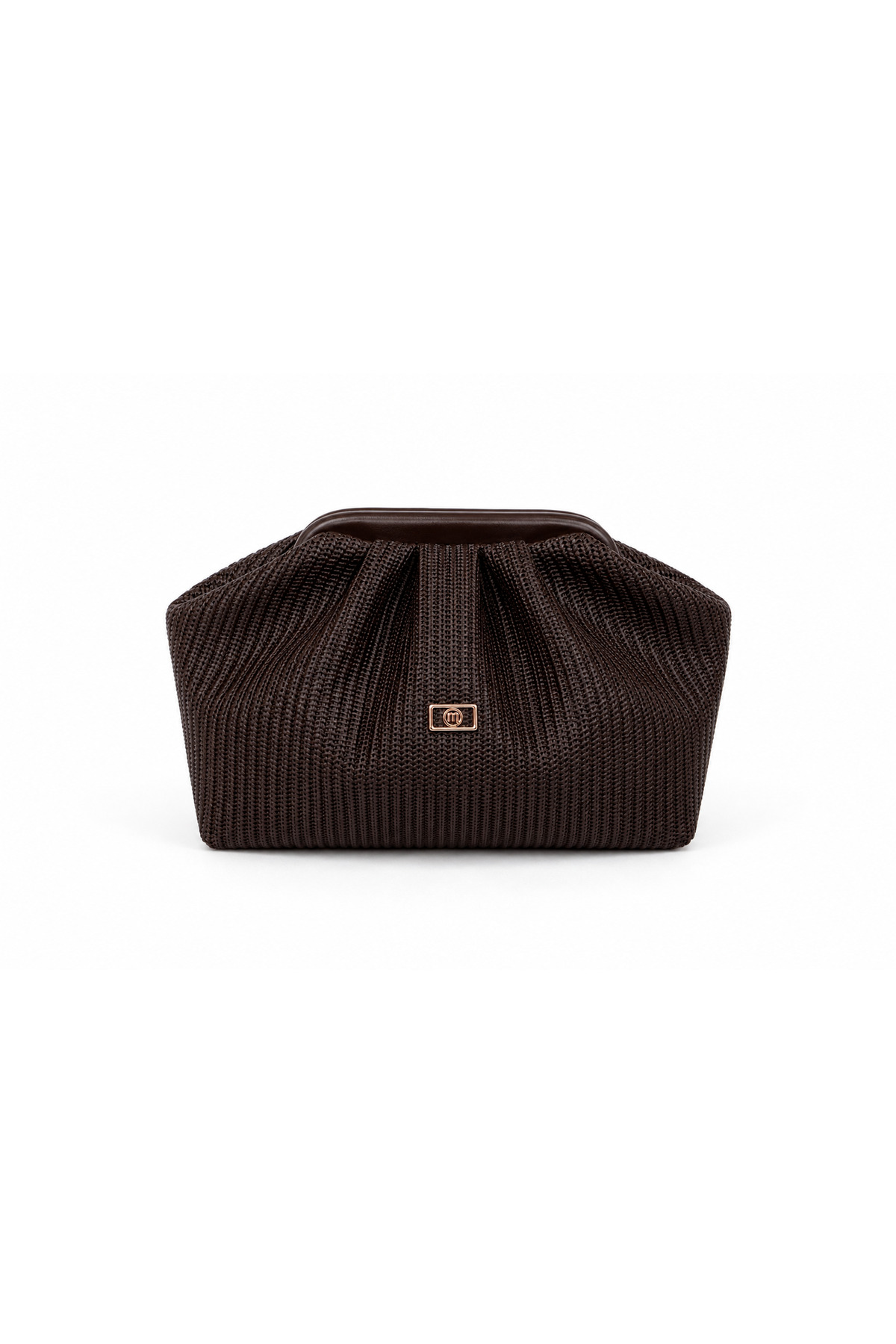 Mimoza Kadın Kahverengi Hasır Görünümlü Suni Deri Portföy ve Clutch Çanta