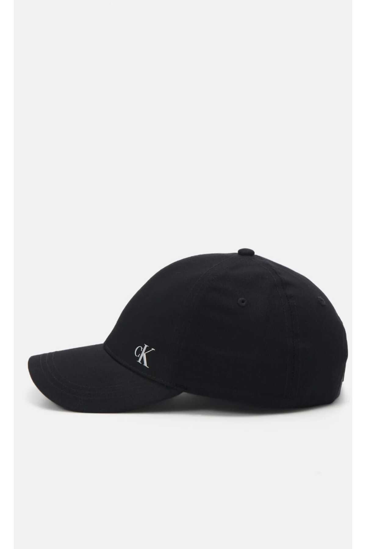 Calvin Klein monogram sıde embroıdery baseball black cap görsel 2