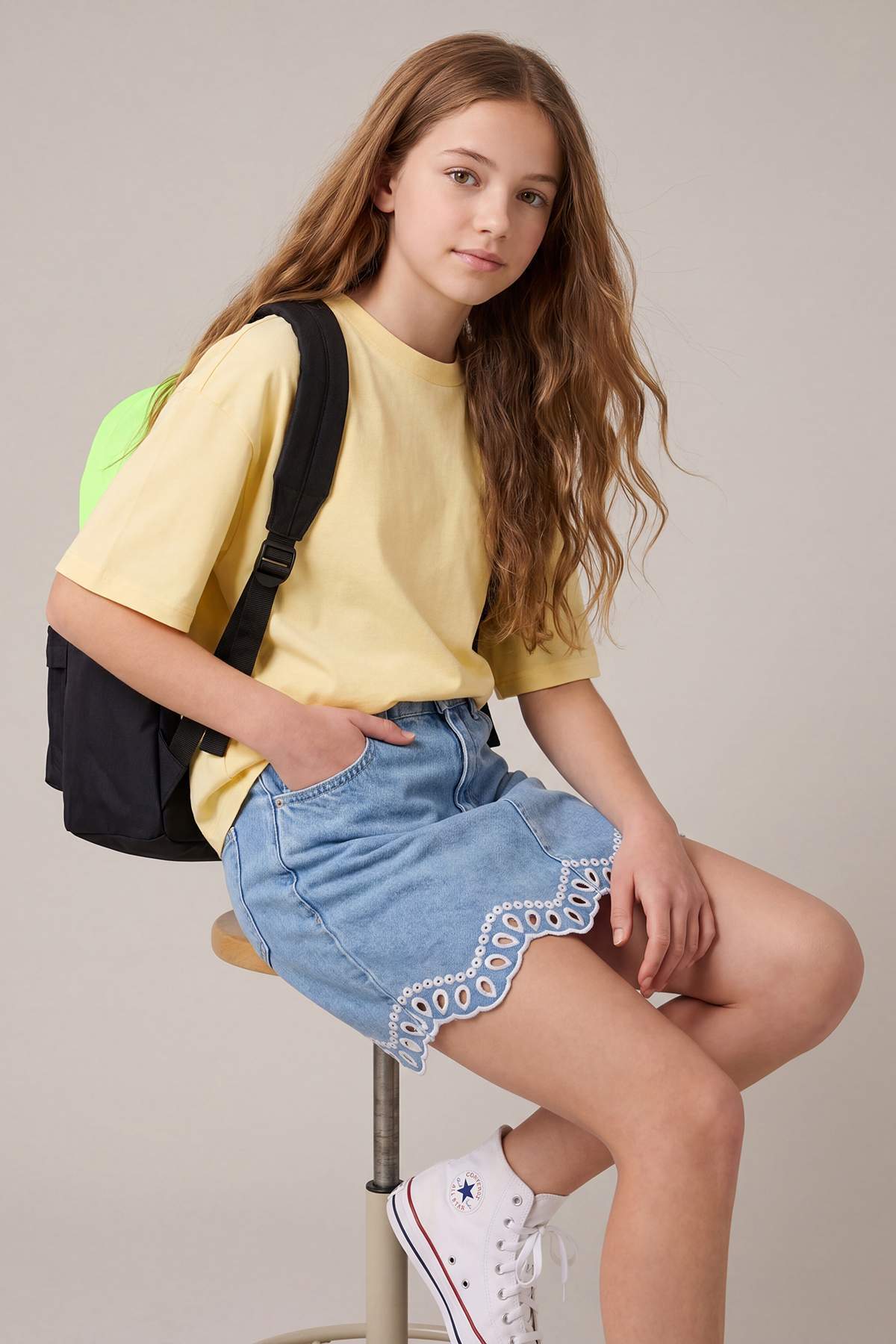Trendyolmilla Kids Sarı Düz Örme Kız Çocuk T-Shirt TKDSS26TS00085