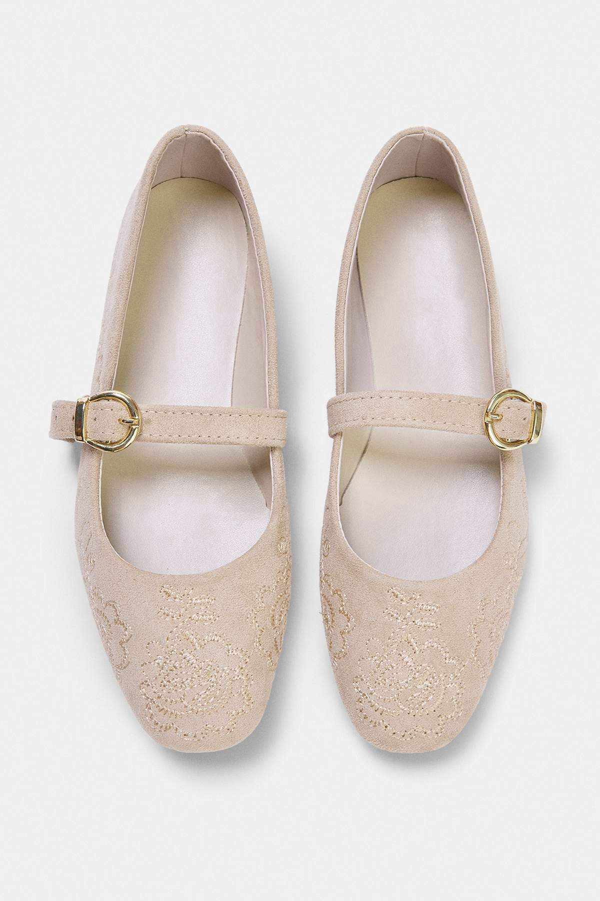Trendyol Shoes Beige Embroidered Women's Ballerinas Takss26Be00026