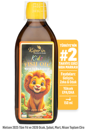 Kiperin Kids Fish Oil | Çocuk Özel | Yüksek Balık Yağı 1800, Omega 3 1206mg, ...