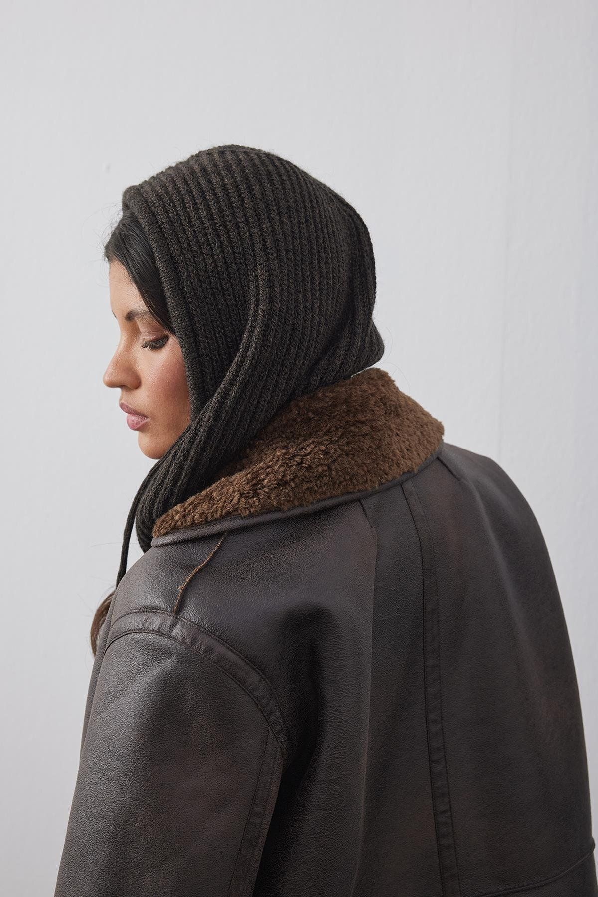 Fahhar İpli Balaclava Bere Başlık Koyu Kahve görsel 6