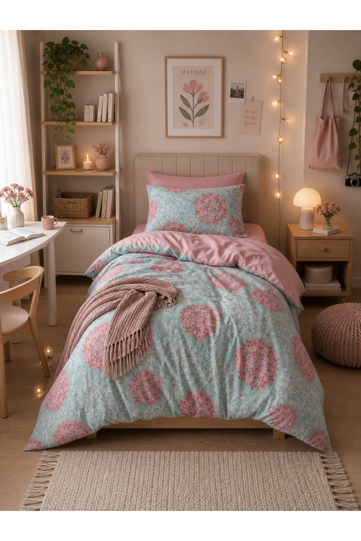 MyStory Home Lastikli Çarşaflı Tek Kişilik Nevresim Takımı Elegant Mint