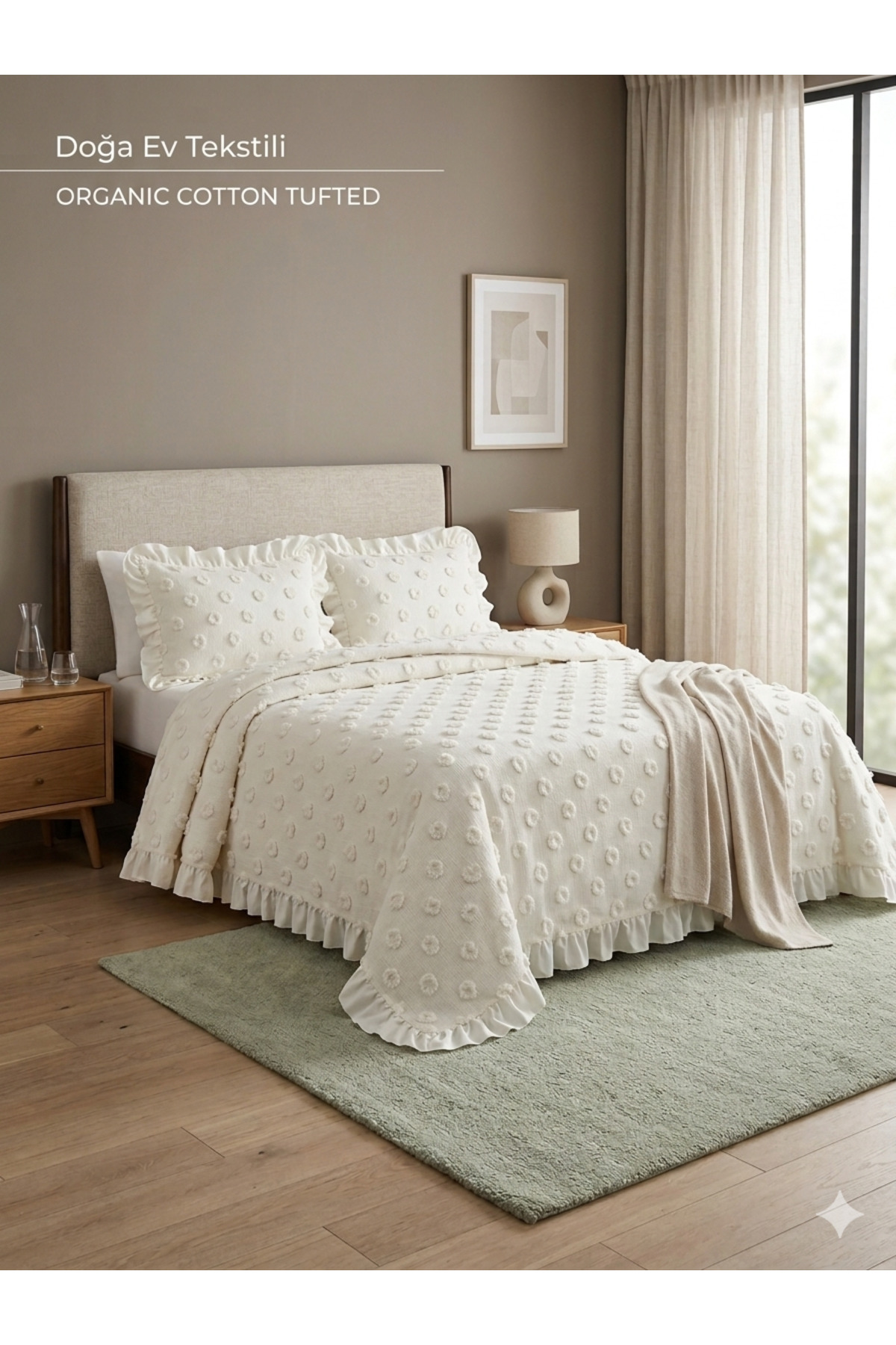FRILLED DOUBLE BEDSPREAD SET 240X250