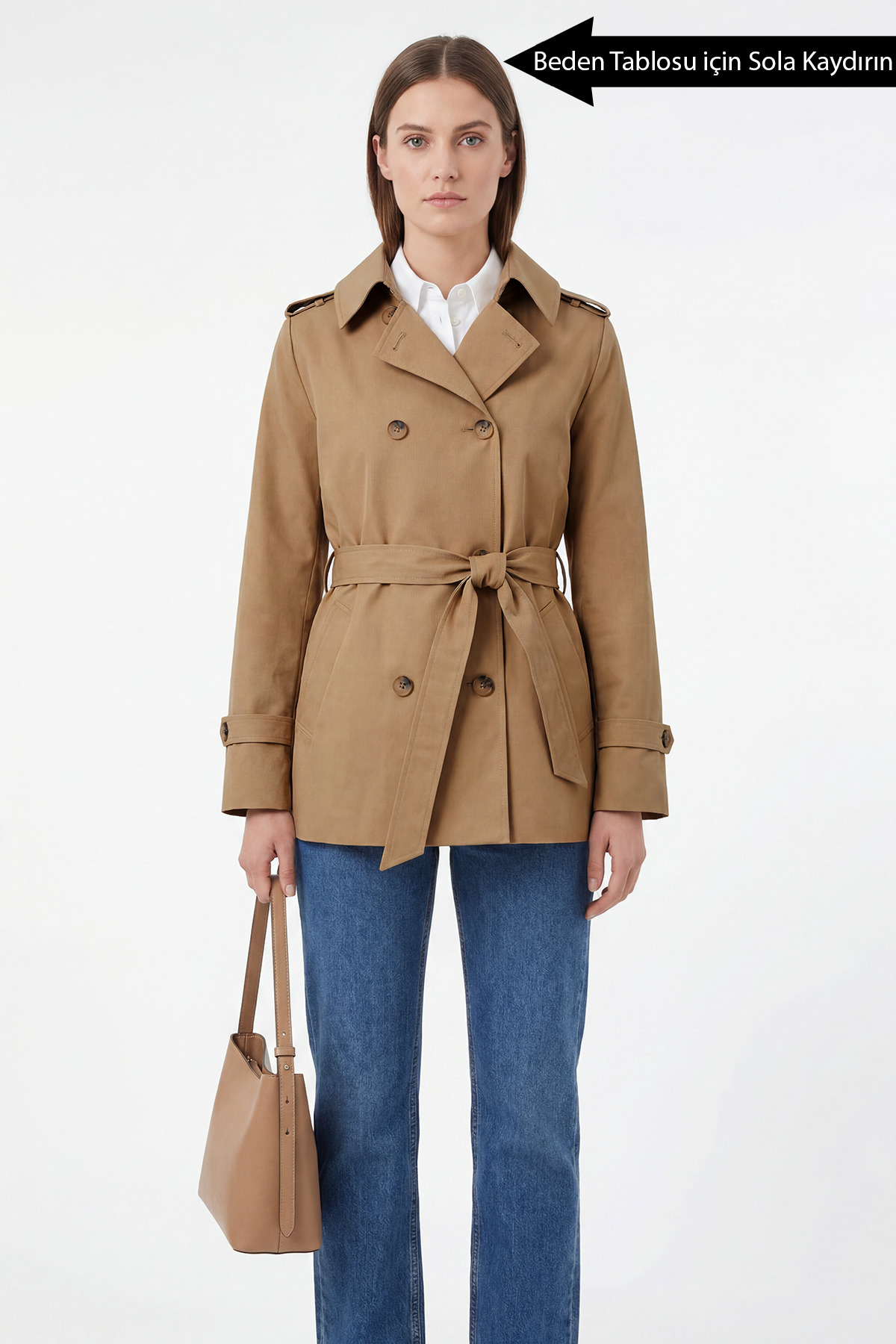 Women's Cotton Short Trench Coat Mocca Beige 5732