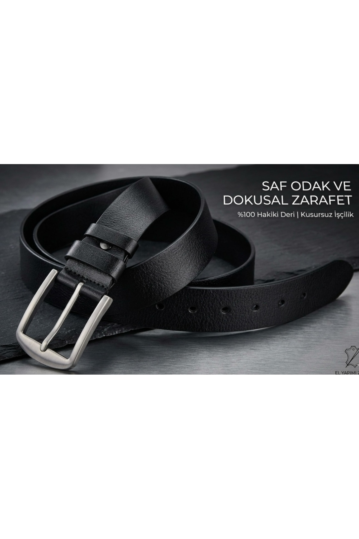 Gutiero %100 hakiki deri 4 Cm Siyah Erkek Kemer
