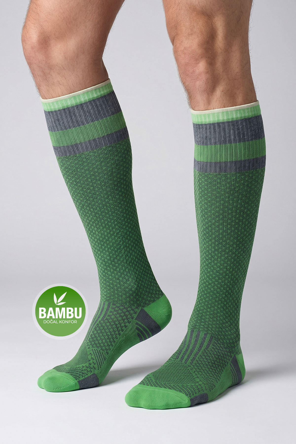 Bamboo Seamless Colorful Knee Length 15-20 Mm Hg Pressure Women Men Compression Socks 3596