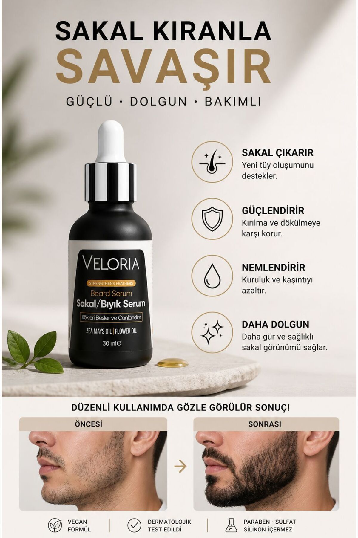 Canlılığın ve Gücün~Iksiri Saç & Sakal Serumu Seyrek Bölgelere~son 30ml — velorıa4747 — تصویر 2 از 6