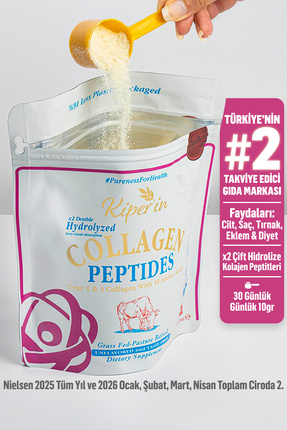 Kiperin %100 Saf ve Doğal Yüksek Biyoaktif Çift Hidrolize Kolajen Peptitler i...