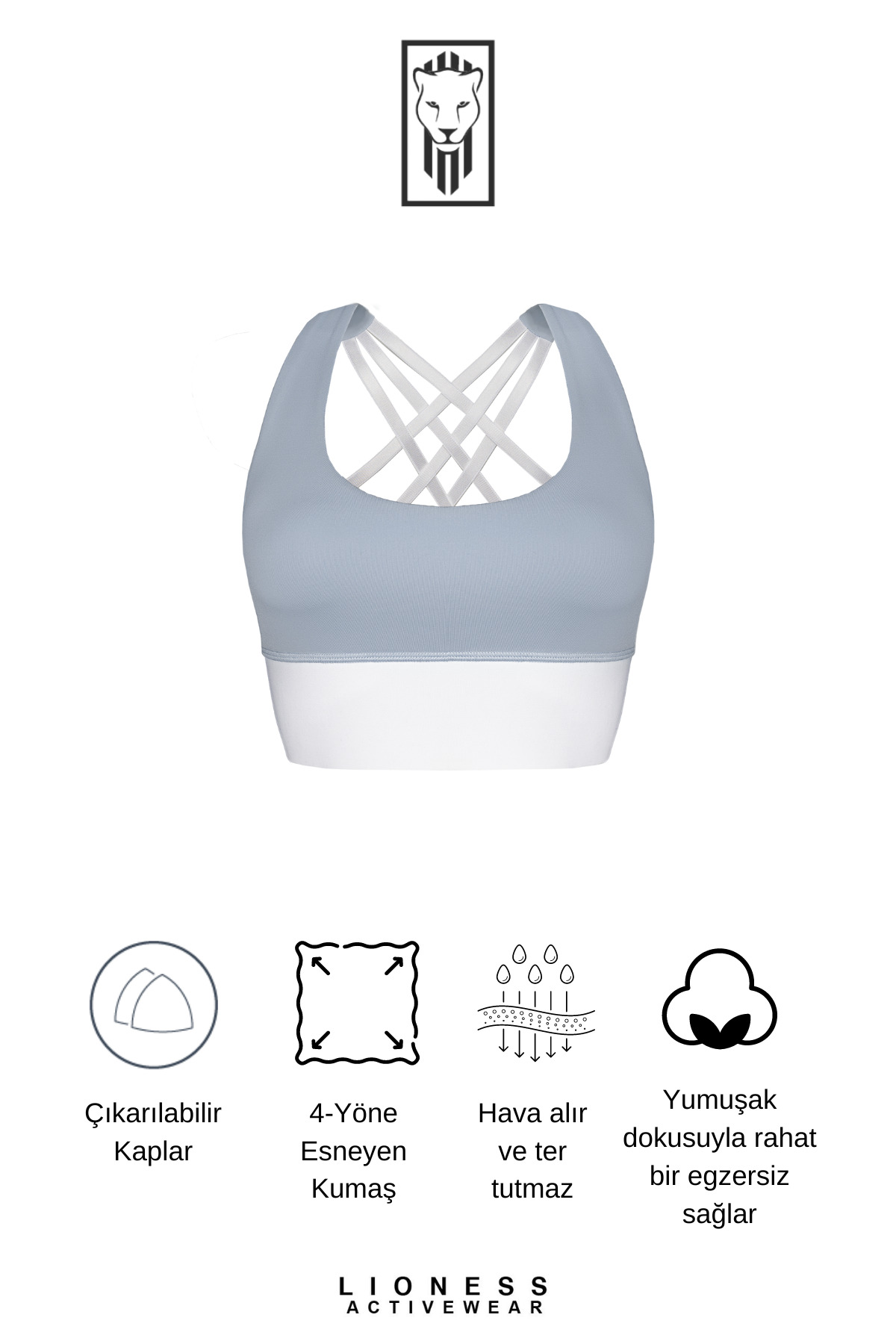 Lioness Activewear Pembe Yüksek Destekli Sırt Detaylı Kaplı Spor Sütyeni görsel 5