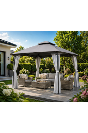 stratecht Villa Bahçe Kamp Çardak Tente Gazebo 3x3 m 300x300 cm Çelik Gövde A...