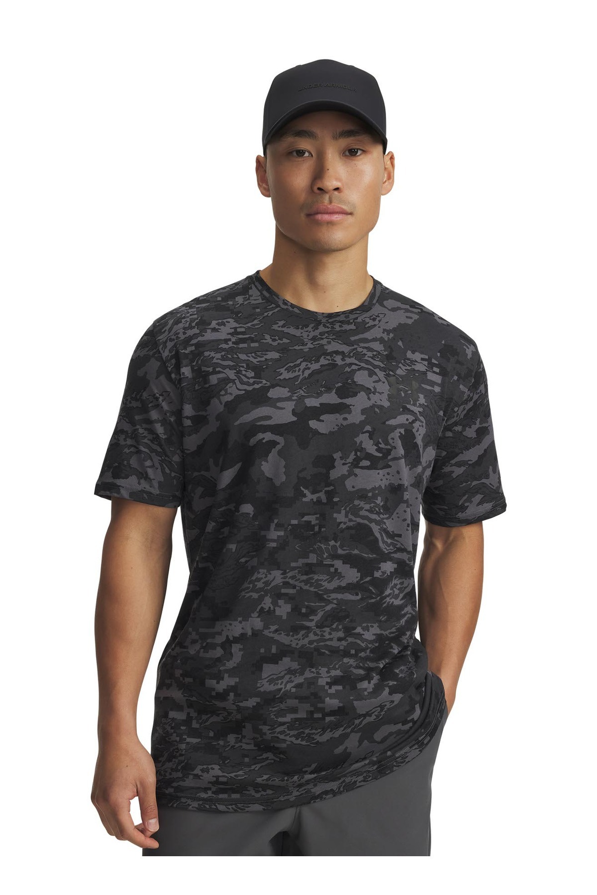 Under Armour 1357727-026 UA ABC CAMO SS Gri Bisiklet Yaka Desenli Erkek T-Shirt