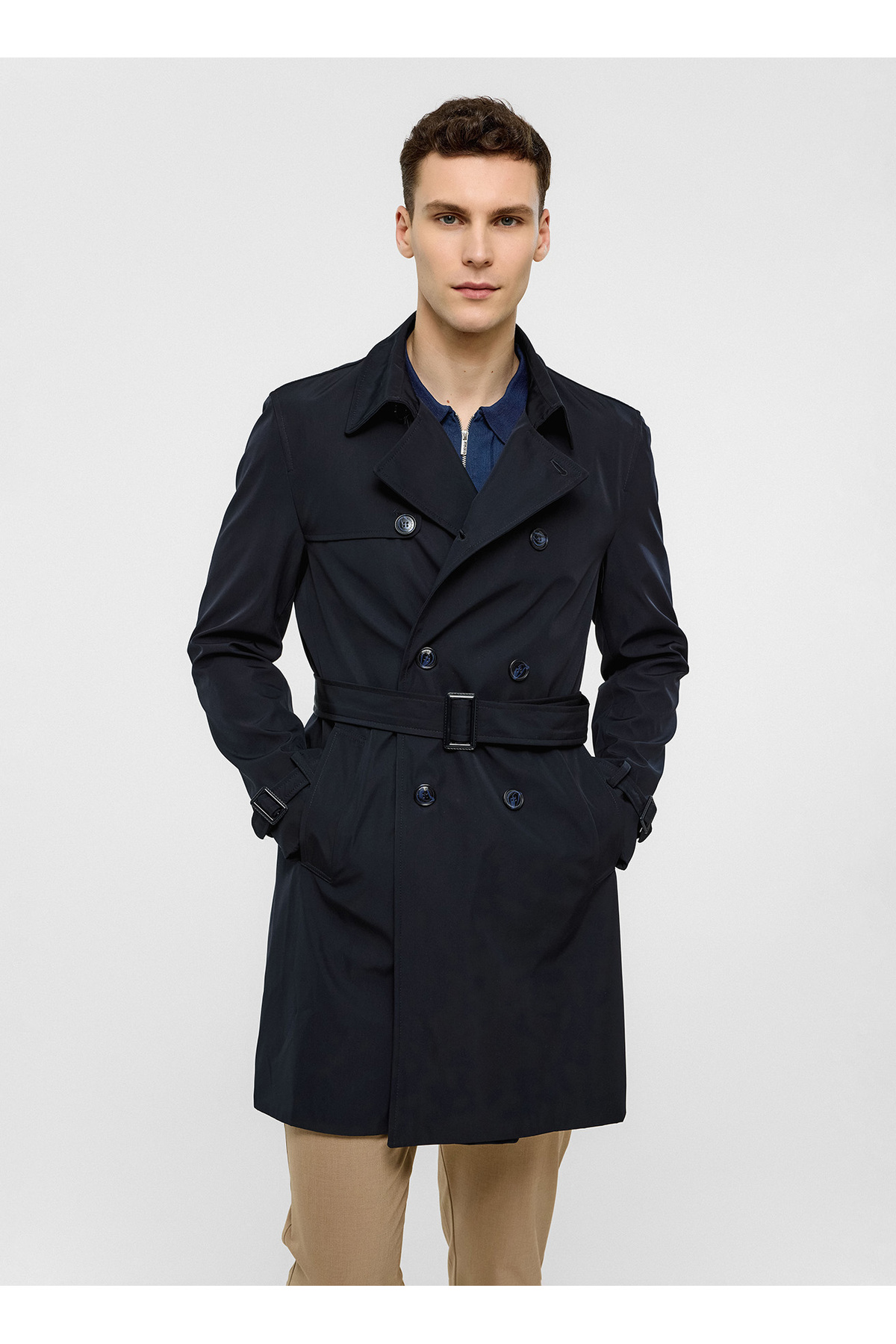 Back And Bond Lacivert Regular Fit Trençkot görsel 2