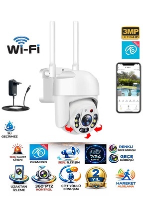 SLTECH OKAM 3031 WİFİ 3MP Tek Kameralı Gece Renkli 355° döner Karşılıklı Konu...
