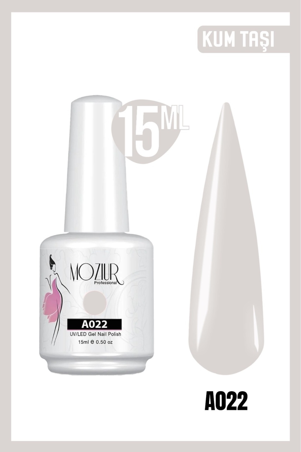 MOZIUR Kalıcı Oje UV Led A022 (PEMBE SERİSİ) 15ml — صورتی 8683089006020