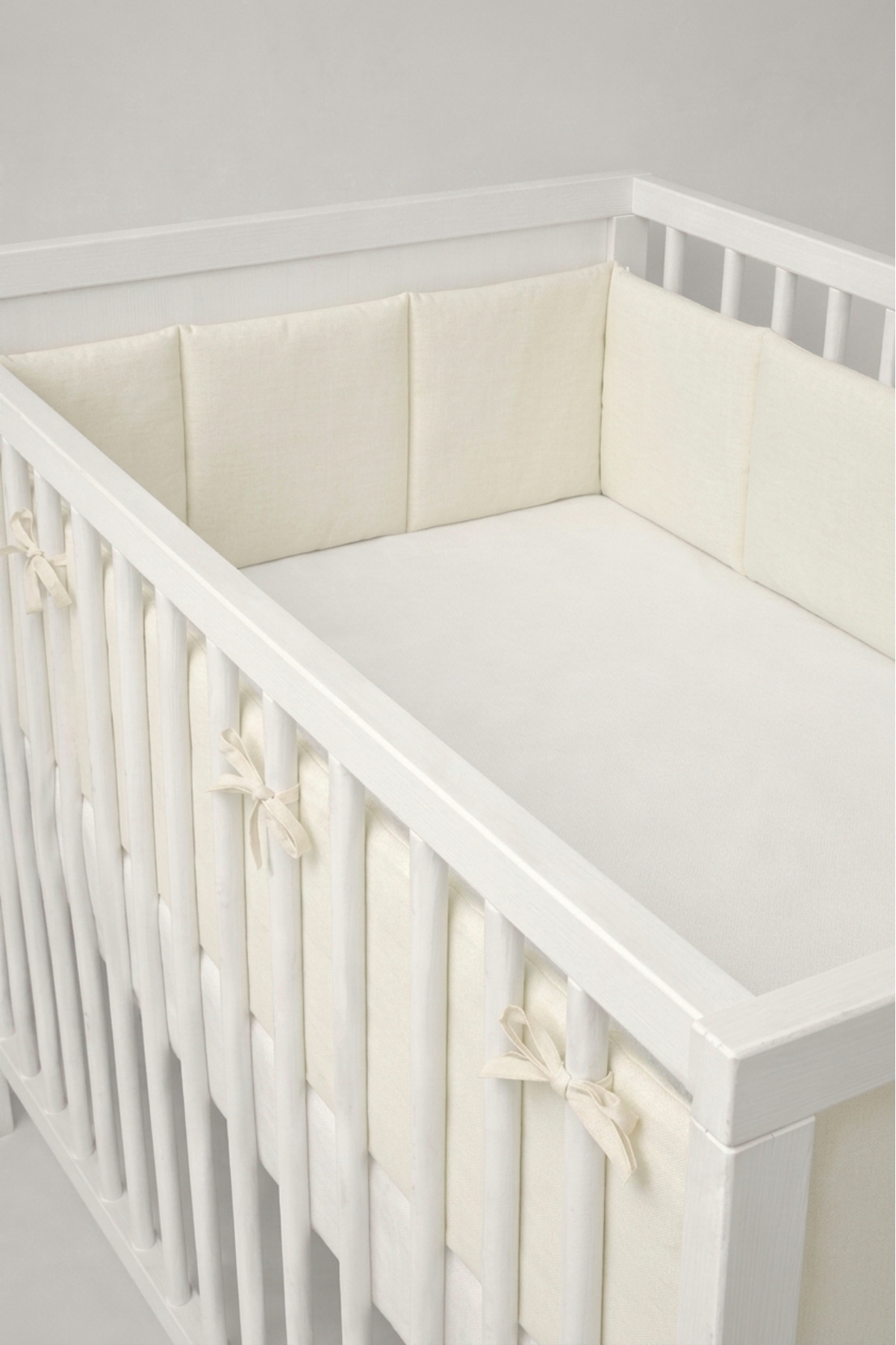 Crib Edge Protector One Piece 100% Cotton 60x120 cm 35 cm 360 cm Protective Ecru Baby Side Protection