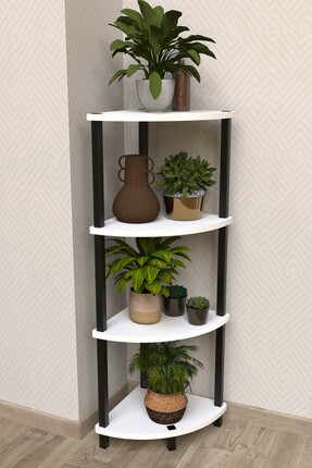 Remaks FLORA 4 RAFLI MOBLEN ÇİÇEKLİK SAKSILIK BALKON BAHÇE DEKOR RAF STAND-BEYAZ