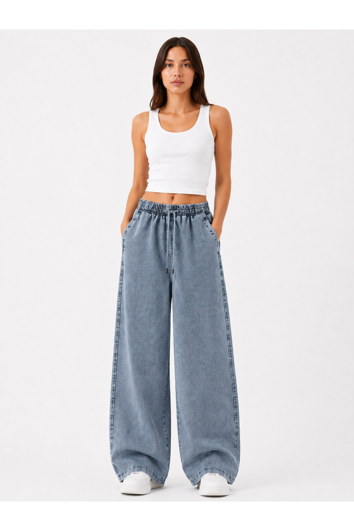 yasse Palazzo kot denim pantolon