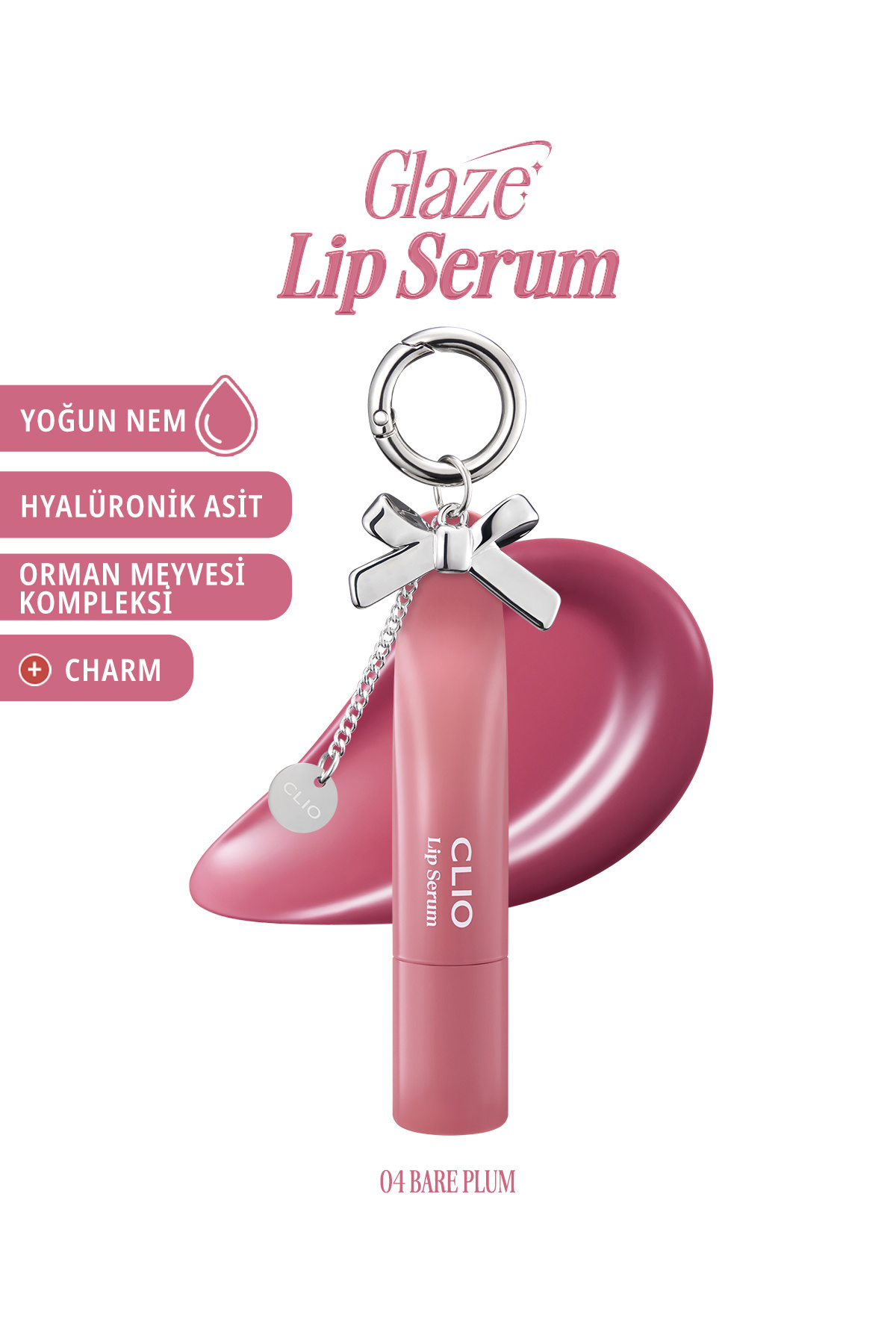 CLIO Dolgun Görünüm Kazandıran, Parlak, Besleyici, Renkli Dudak Serumu Glaze Lip Serum 04 Bare Plum - Fiyatı, Yorumları