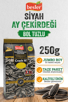 Besler Xxl Siyah Ay Çekirdeği Jumbo 250 Gr. Bol Tuzlu.