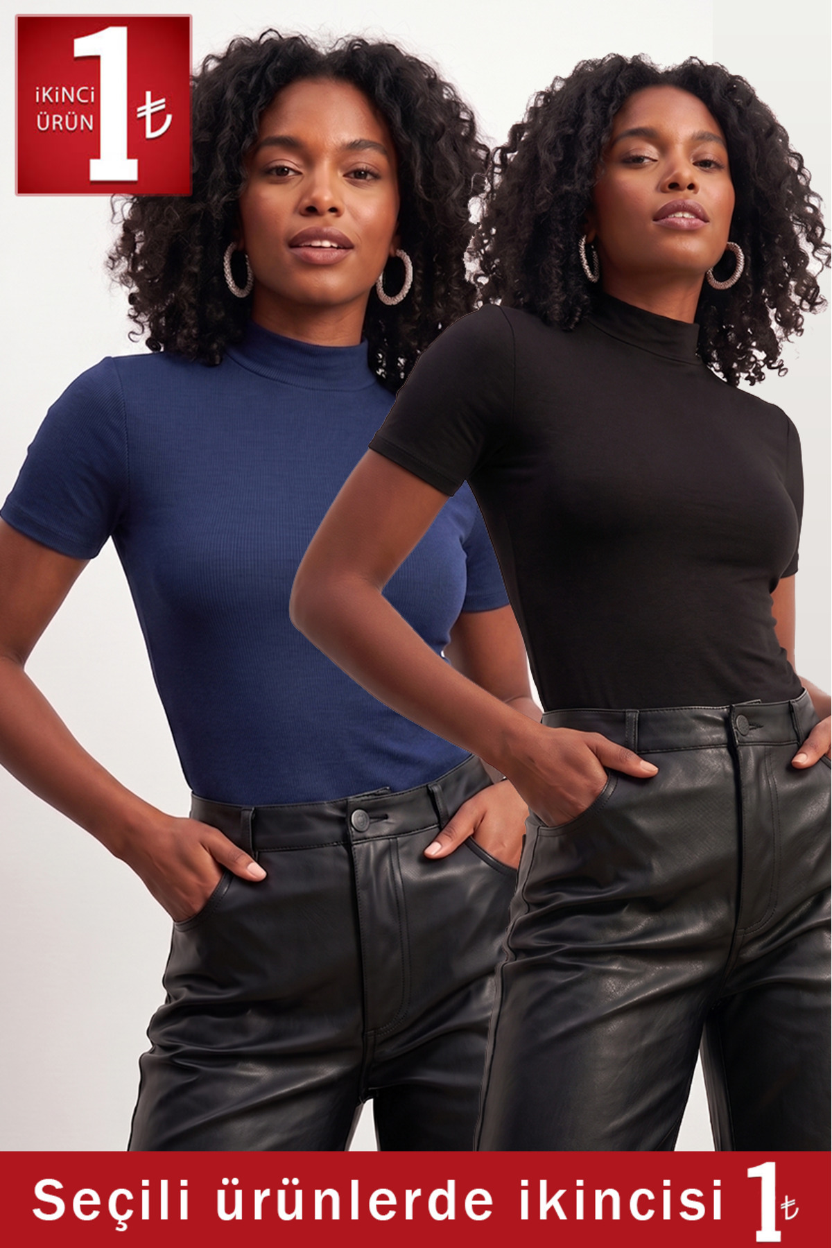 Women's Black White 2-Pack Short Sleeve Blouse