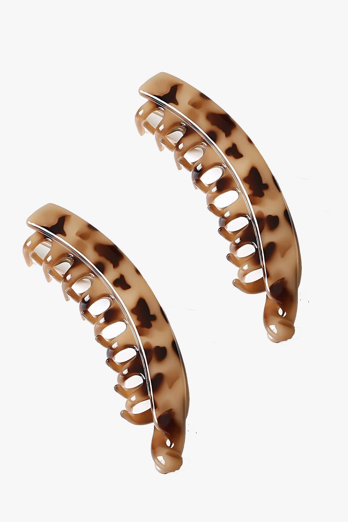 New Obsessions Plastik Büyük Taraklı Leopar Muz Toka- 2 Adet görsel 3