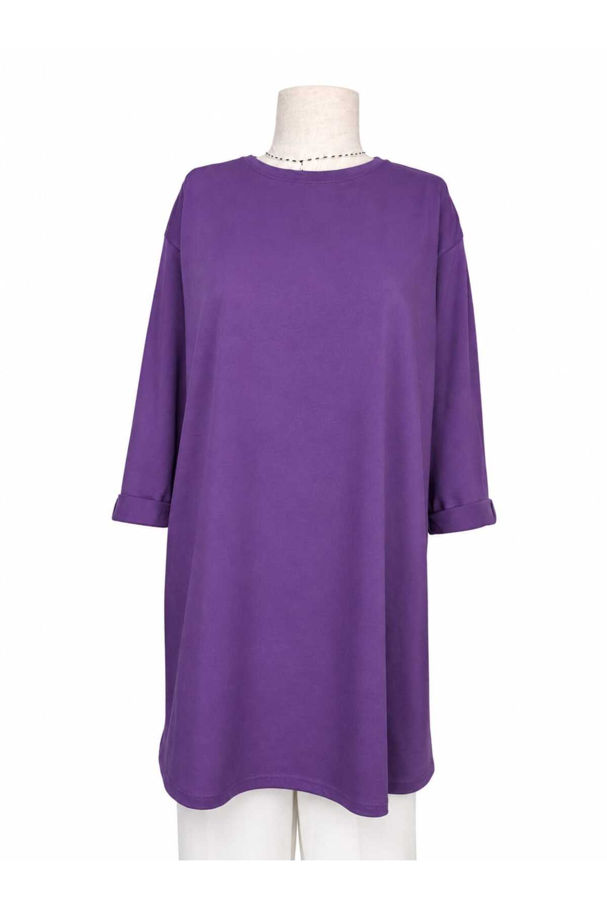 Women's Lycra Solid Color Medium and Over Short Sleeve Comfortable Cut Oversize Tunic Combed Cotton