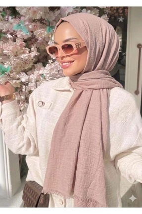 Alse Butik Pudra Pembe Bambu Kraş Şal