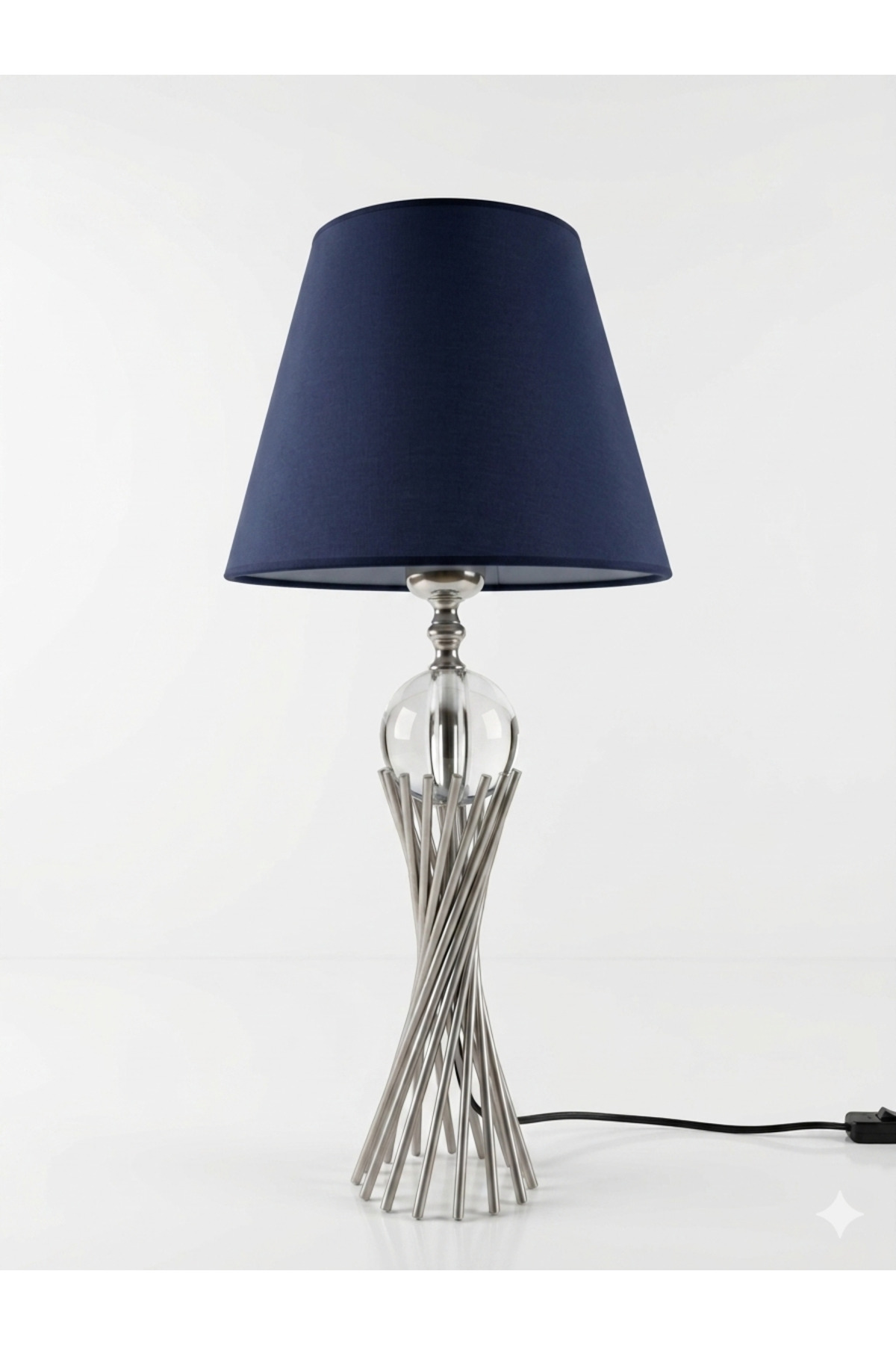 Misbah Auger Lampshade Table Lamp Chrome Plated with Crystal Glass (silver Color) , Lampshade