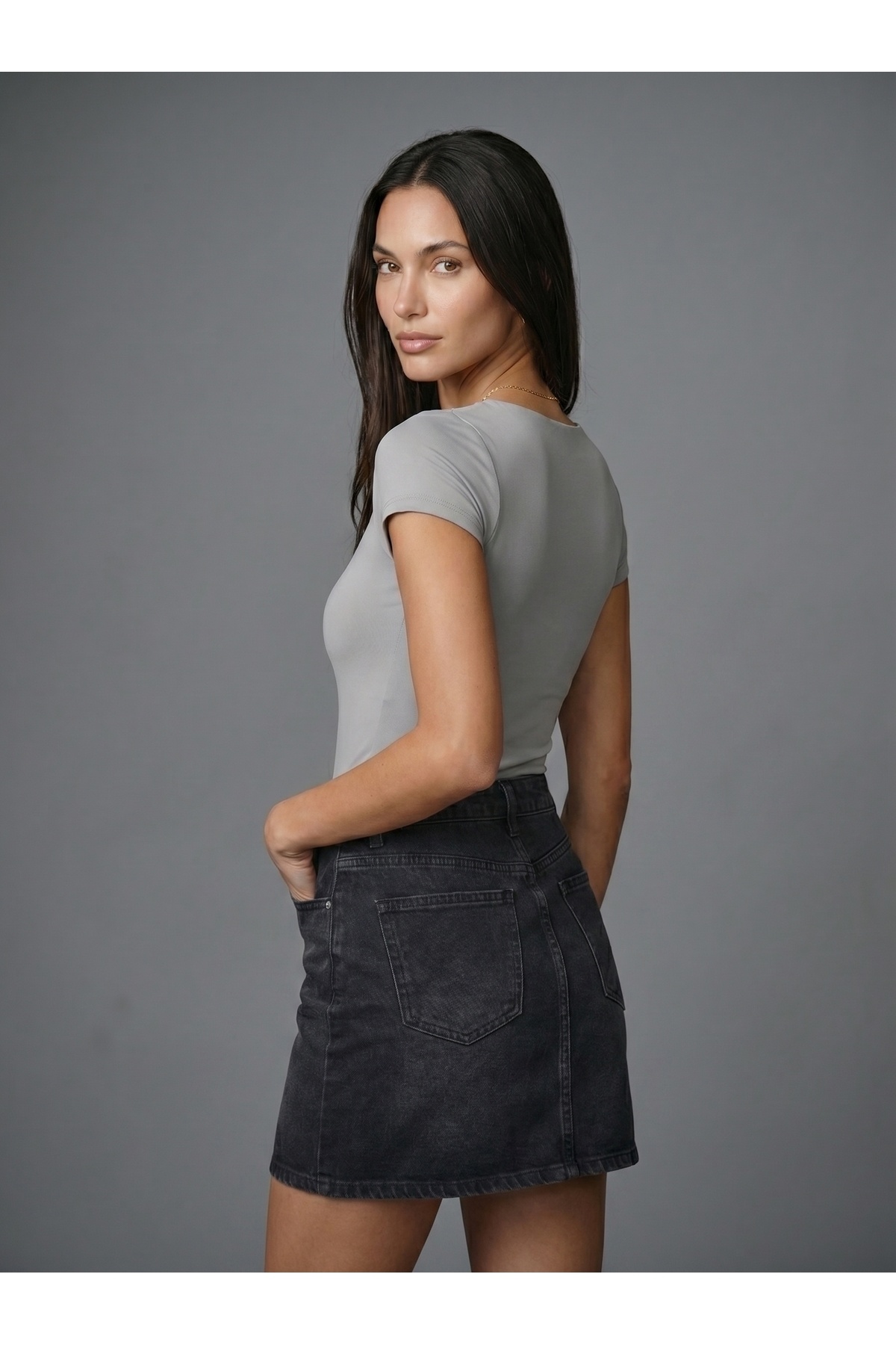Kare Yaka Kısa Kollu Bodysuit 4