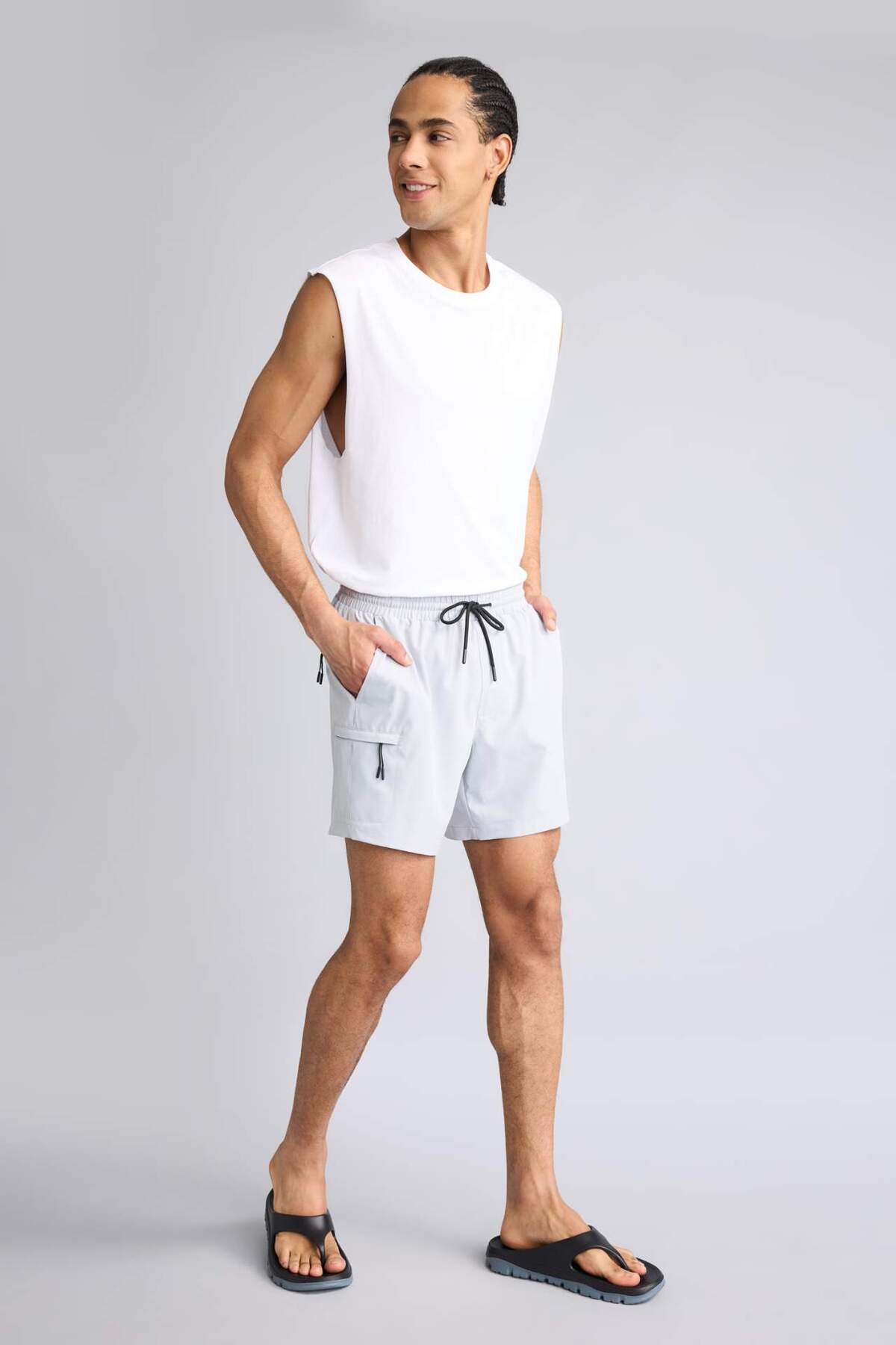 Printed Flexible Textured Short Size Athlete's Sea Shorts C5138AX25HS